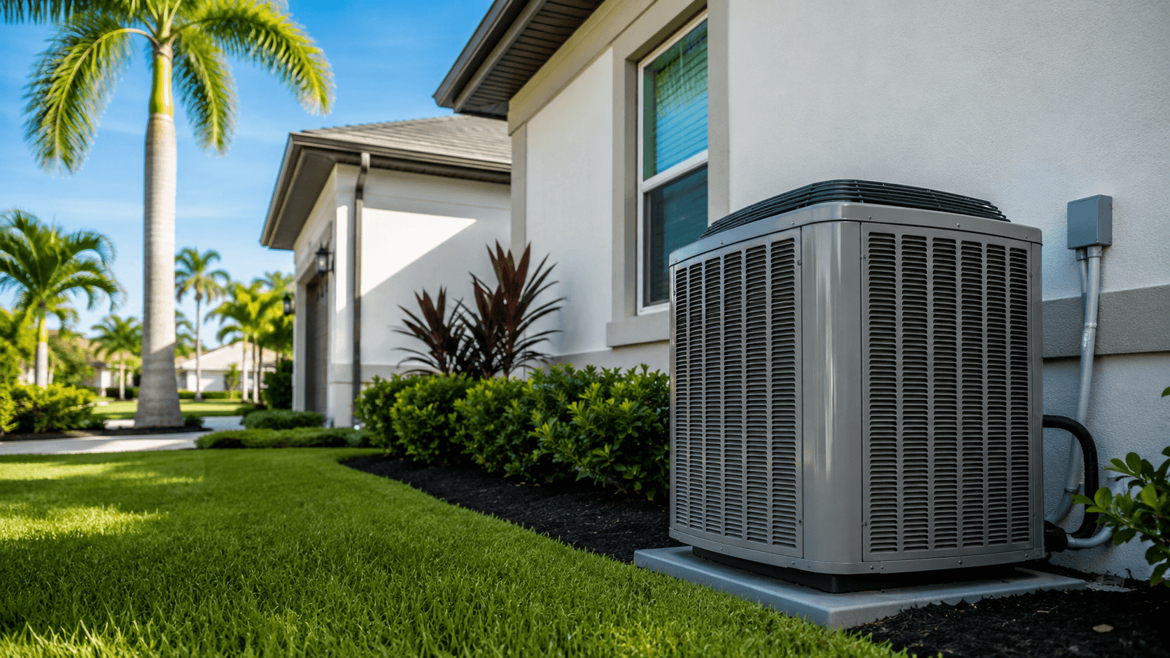South Florida home with outdoor air conditioning unit